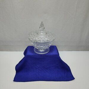 Anchor Hocking Wexford Candy Dish Crisscross Pattern Footed Centerpiece Vintage